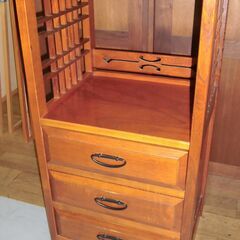 R486 KARIMOKU カリモク 電話台 花台 キャビネット 幅37.5cm Used・美品