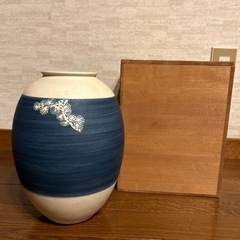 老松三画　花瓶　箱付き　花器壺昭和レトロアンティークビンテージ骨董品ヴィンテージの画像