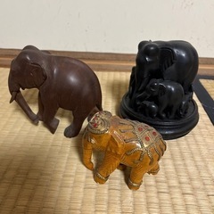 アンティークアジアン雑貨　象の置物　3体