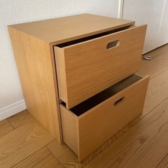 無印良品 スタッキングチェスト オーク材突板 2段引き出しの画像