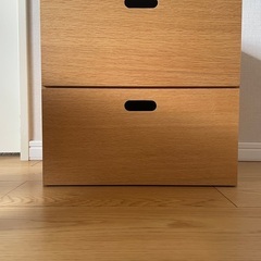 無印良品 スタッキングチェスト オーク材突板 2段引き出しの画像