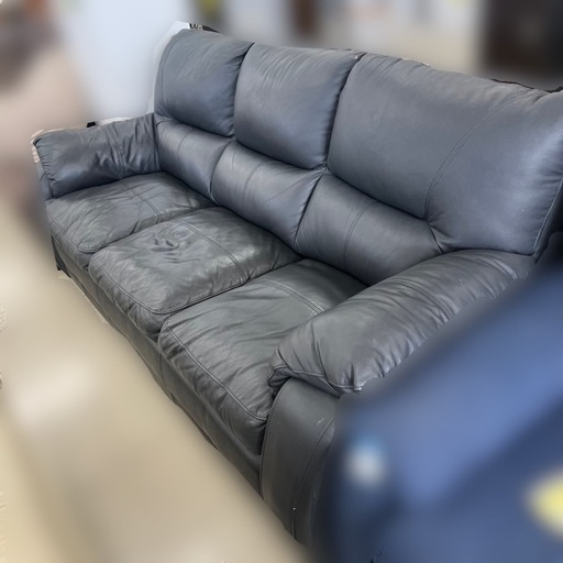 J3149 ★☆★値下げ★☆★　NITORI ニトリ 合皮3人掛けソファ 2.5人掛けソファ ハイバックソファ レザー合皮コンビ素材ソファ クリーニング済み