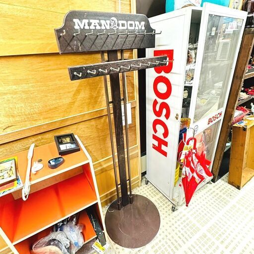 【ジモティ特別価格】MANDOM ハンガーラック 木製 フック20 2段 ビンテージ