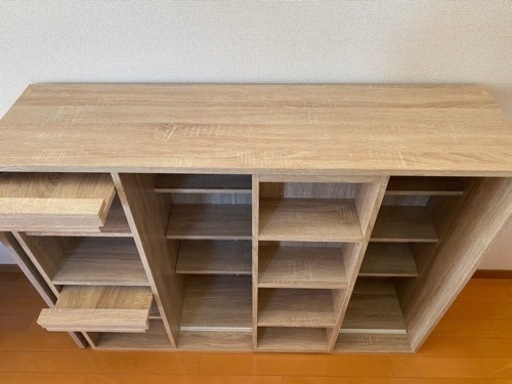 美品◆LOWYA ロウヤ　大容量　可動式ディスプレイ＆可動棚付き本棚　オーク 本棚(幅90cm) 可動棚のブックシェルフ ディスプレイラック