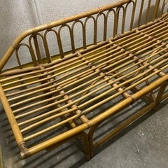 12月12日昼まで　ラタンソファー　バンブー　2〜3人掛けの画像