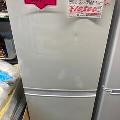 ☆中古￥10,500！【店長おすすめ！】SHARP　137㍑2ドア冷蔵庫　家電　2018年製　SJ-C14D-W型　幅48㎝ｘ奥行59㎝ｘ高さ113㎝　【BK293】