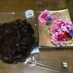 成人式　髪飾り+ウィッグの画像