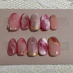 No.16 ニュアンス ピンク 宝石風 ネイルチップ