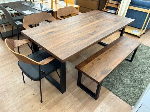 ☆【福岡市・北九州市限定】 ダイニングテーブルセット 椅子2脚+ベンチ