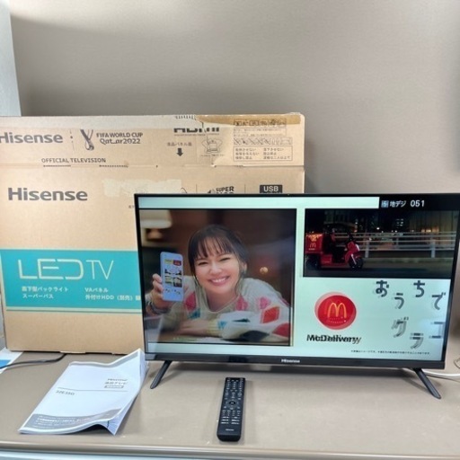【美品】【送料無料】Hisense ハイセンス 32v型 ハイビジョン液晶テレビ 32E35G 2022年製 直下型バックライト 中古