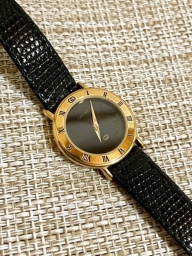 [ヴィンテージ:純正ベルト&尾錠/稼働] GUCCI グッチ 3000L/ローマベゼル/リストウォッチ/ゴールド/ラウンド/腕時計