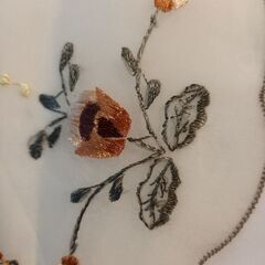 【未使用】丸型　花柄刺繍　シルククロスの画像