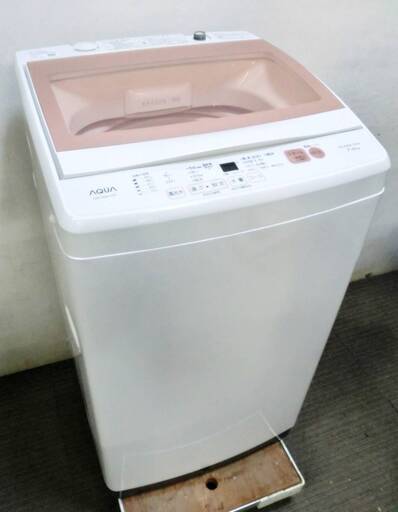 【3ヵ月保証】かわいい　AQUA　7.0㎏　洗濯機　AQW-KSGP7H　ピンク　タテ型　高濃度クリーン浸透　2019年製　動作良好　アクア