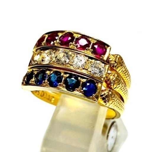 k18リング　ルビ　サファイア　ダイアモンド