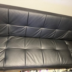 【値下げ】ニトリ　レザーソファーベッド　黒