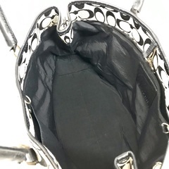 COACH コーチ シグネチャー×黒レザー 肩かけオープントートバッグ M1J 6086の画像