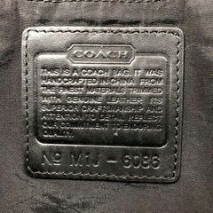 COACH コーチ シグネチャー×黒レザー 肩かけオープントートバッグ M1J 6086の画像