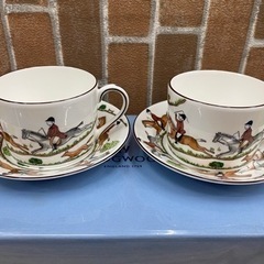 【愛品館 江戸川店】WEDGWOOD ウェッジウッド ハンティングシーンペアカップ&ソーサー ID:102-026258-007
