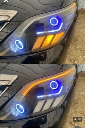 アルファード20系 LED プロジェクター HID イカリング ALPHARD ロゴアクリル抜き ファイバーラインシーケンシャルウインカー ヘッドライト 左右