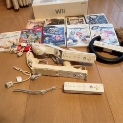 wii 本体　ゲームソフト9本　コントローラー4つ、ヌンチャク2つセット　ゲーム機　テレビゲームの画像