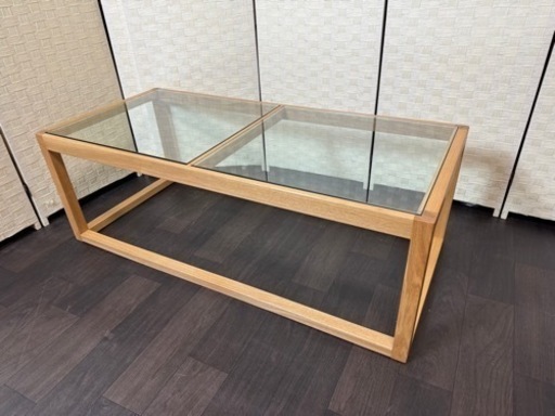 【ご購入者様決定】定価¥28300-天然木(アッシュ)ガラスローテーブル