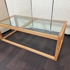 うのにもお得な ご購入者様決定】定価¥28300-天然木(アッシュ)ガラスローテーブル センターテーブル・ローテーブル