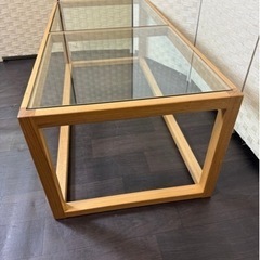 信頼も厚い ご購入者様決定】定価¥28300-天然木(アッシュ)ガラスローテーブル センターテーブル・ローテーブル