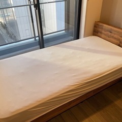 ヴィンテージ調棚付きベッド ポケットコイルマットレスセット シングルの画像