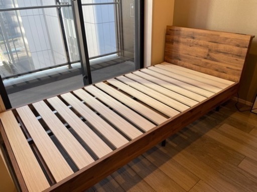 ヴィンテージ調棚付きベッド ポケットコイルマットレスセット シングル