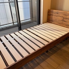 ヴィンテージ調棚付きベッド ポケットコイルマットレスセット シングル