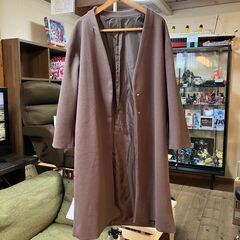 【レディース衣料】ノーカラーコート（エンジっぽいグレー）Sの画像