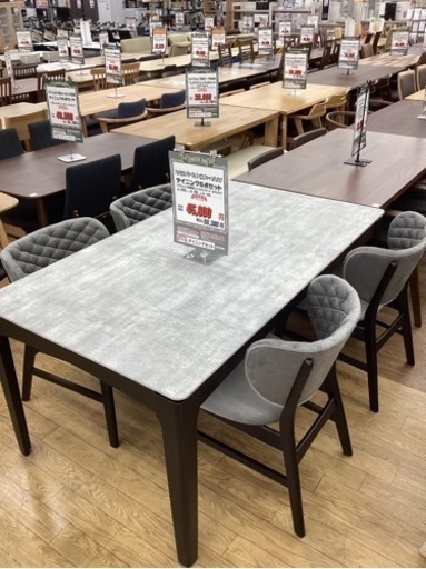 KL-37【新入荷　リサイクル品】ダイニング5点セット　グレー　セラミック天板