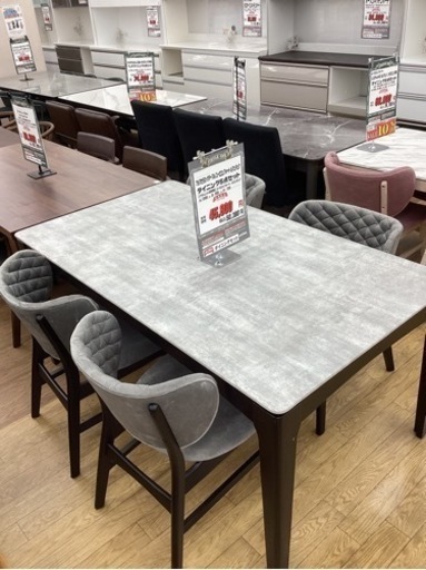 KL-37【新入荷　リサイクル品】ダイニング5点セット　グレー　セラミック天板