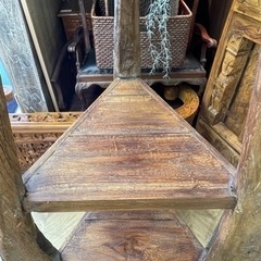 【BY REUSE 出水店 出張買取•見積完全無料¥0】アジアン3段木製ラックの画像