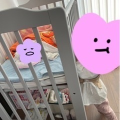 カトージ　ミニベビーベッド　グレー　布団セットの画像