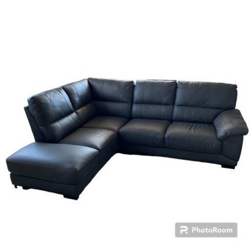 美品 ニトリ 4人がけ カウチソファ 合皮ソファ  NITORI グレー