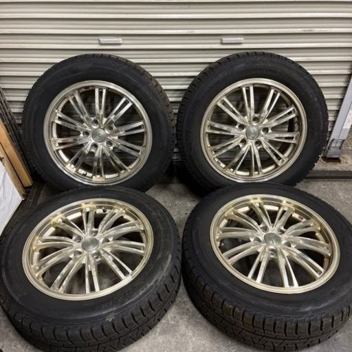 215/60R17 weds Leonis アルミホイール スタッドレスタイヤセット PCD 114.3 7J+53 ヨコハマ アイスガード iG50PLUS 2018年製 バリ山バリ溝