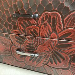 【G189】鎌倉彫/伝統工芸/2段引き出し/小物入れ/和風小物入れの画像