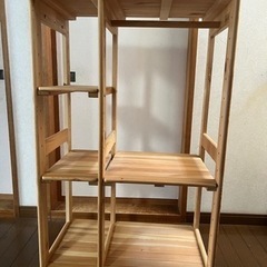 木製ワードローブ 棚付き　ハンガーラック　カインズの画像