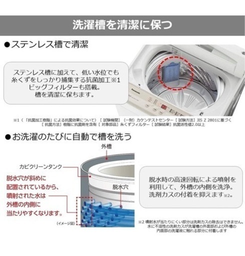 パナソニック 全自動洗濯機 洗濯 5kg つけおきコース搭載 NA-F50B13-N