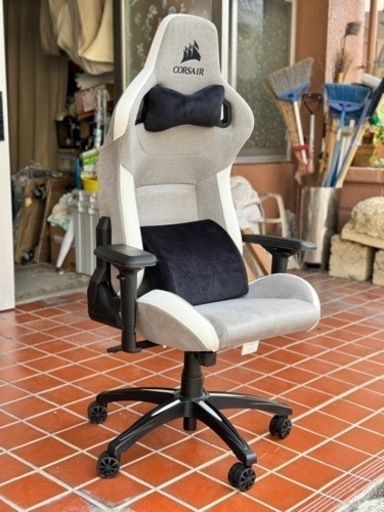 【お値下げしました】CORSAIR T-3 RUSH V2 Grey/White  ゲーミングチェア オフィス/デスクチェア ゲーム用 リクライニング パソコンチェア PUレザー 高さ調整 【グレー/ホワイト】No2599