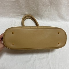 ハナエモリ　オーストリッチ　ハンドバッグ　キャメルの画像