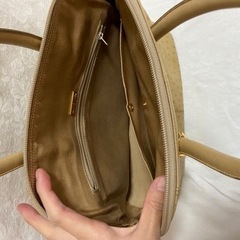 ハナエモリ　オーストリッチ　ハンドバッグ　キャメルの画像