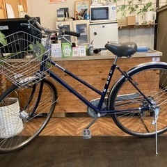 年末セール！防犯登録料　無料！【チェーン新品！】LEDオートライト　6段変速　27インチ自転車　マットネイビー