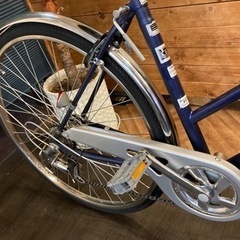 年末セール！防犯登録料　無料！【チェーン新品！】LEDオートライト　6段変速　27インチ自転車　マットネイビー