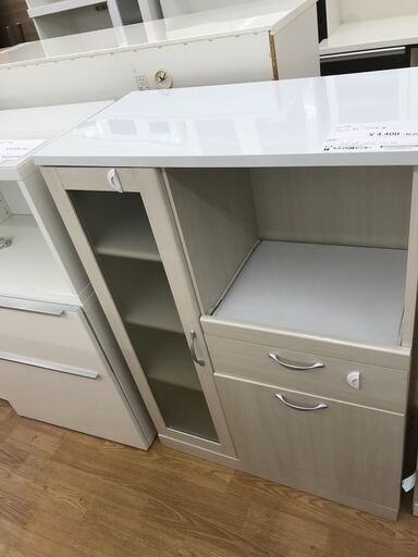 ★ジモティ割あり★  レンジ台 ホワイト H105×W75×D40 クリーニング済み KJ3905