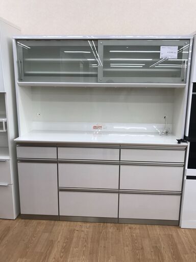 ★ジモティ割あり★ 綾野製作所 食器棚 ホワイト H180×W160×D49 クリーニング済み KJ3907
