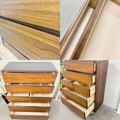 W 15232   ガラストップ5段チェスト　たんす   ◆大阪市内・東大阪市他 5,000円以上ご購入で無料配達いたします！◆ ※京都・高槻・枚方方面◆神戸・西宮・尼崎方面◆奈良方面、大阪南部方面　それぞれ条件付き無料配送あり！            