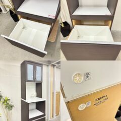 W 15231  NITORI 2枚ガラス扉キッチンボード　食器棚 KRISNA   ◆大阪市内・東大阪市他 5,000円以上ご購入で無料配達いたします！◆ ※京都・高槻・枚方方面◆神戸・西宮・尼崎方面◆奈良方面、大阪南部方面　それぞれ条件付き無料配送あり！            の画像