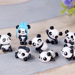 【新品】8 ピース/セット、かわいいパンダの置物　車の置物